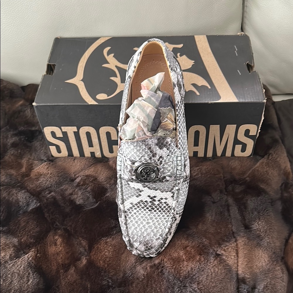 Snakeskin Loafers with Silver Accent